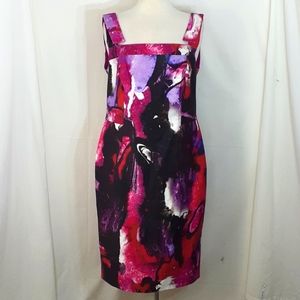 Escada tie-dye dress pink purple blue black red size 44 US size 14